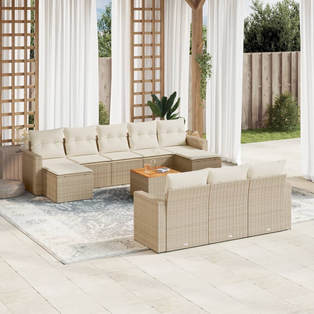 11-Delige Tuinset Met Kussens Poly Rattan