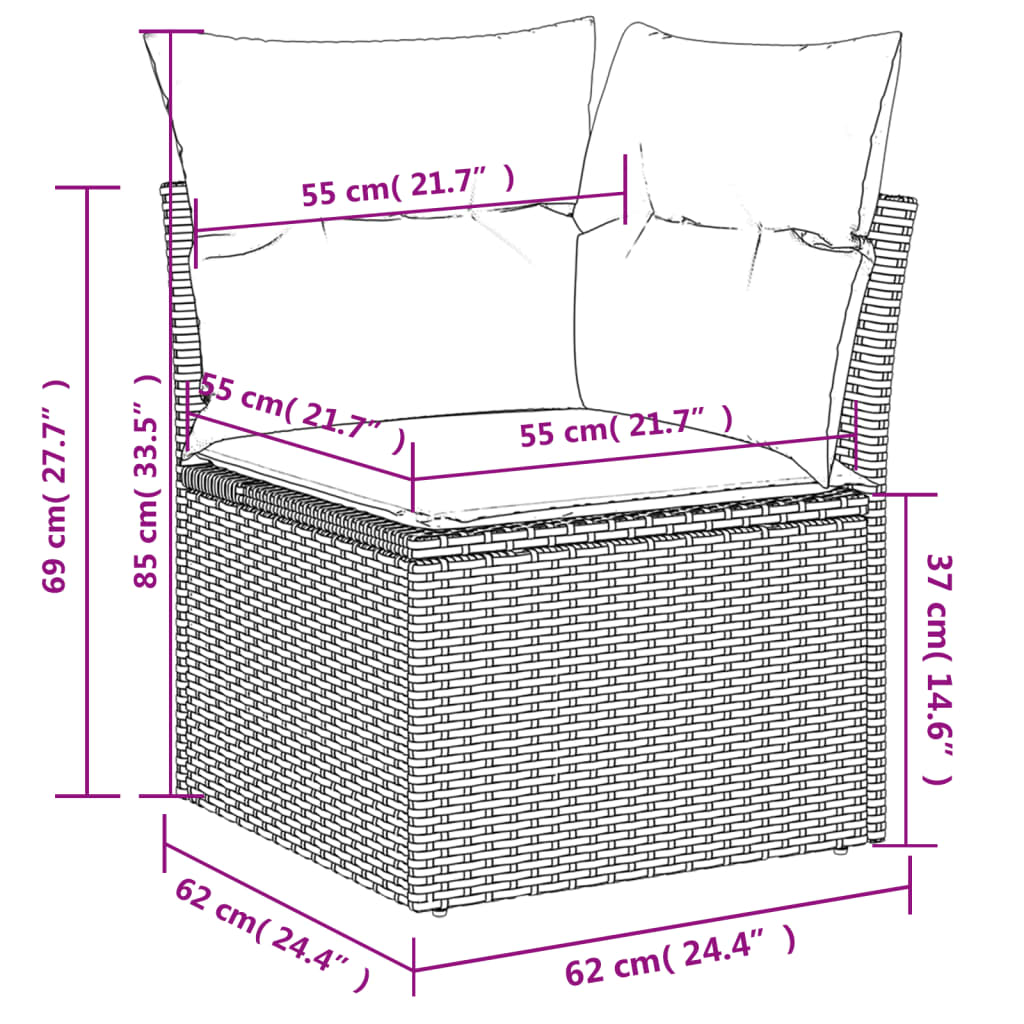 11-Delige Tuinset Met Kussens Poly Rattan