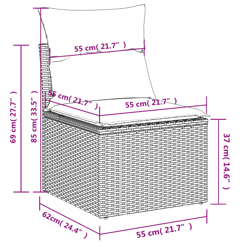 11-Delige Tuinset Met Kussens Poly Rattan