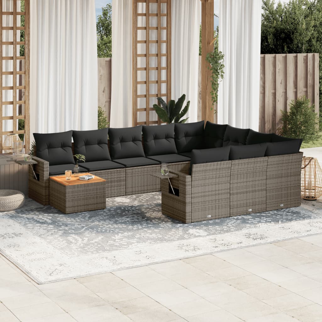 11-Delige Tuinset Met Kussens Poly Rattan