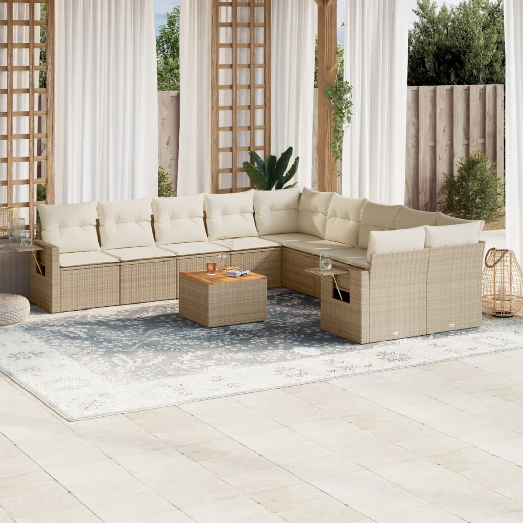 11-Delige Tuinset Met Kussens Poly Rattan
