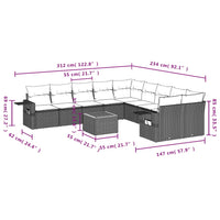11-Delige Tuinset Met Kussens Poly Rattan