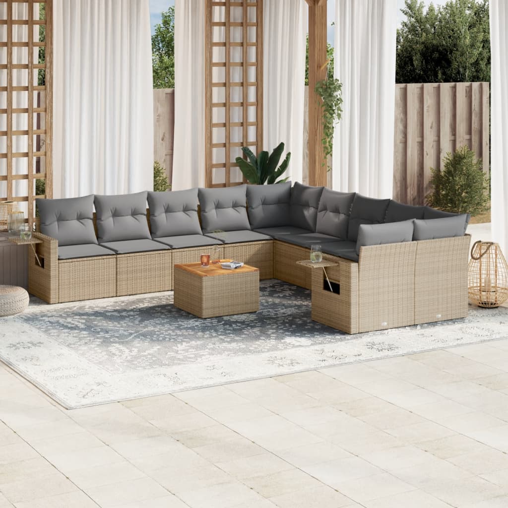 11-Delige Tuinset Met Kussens Poly Rattan