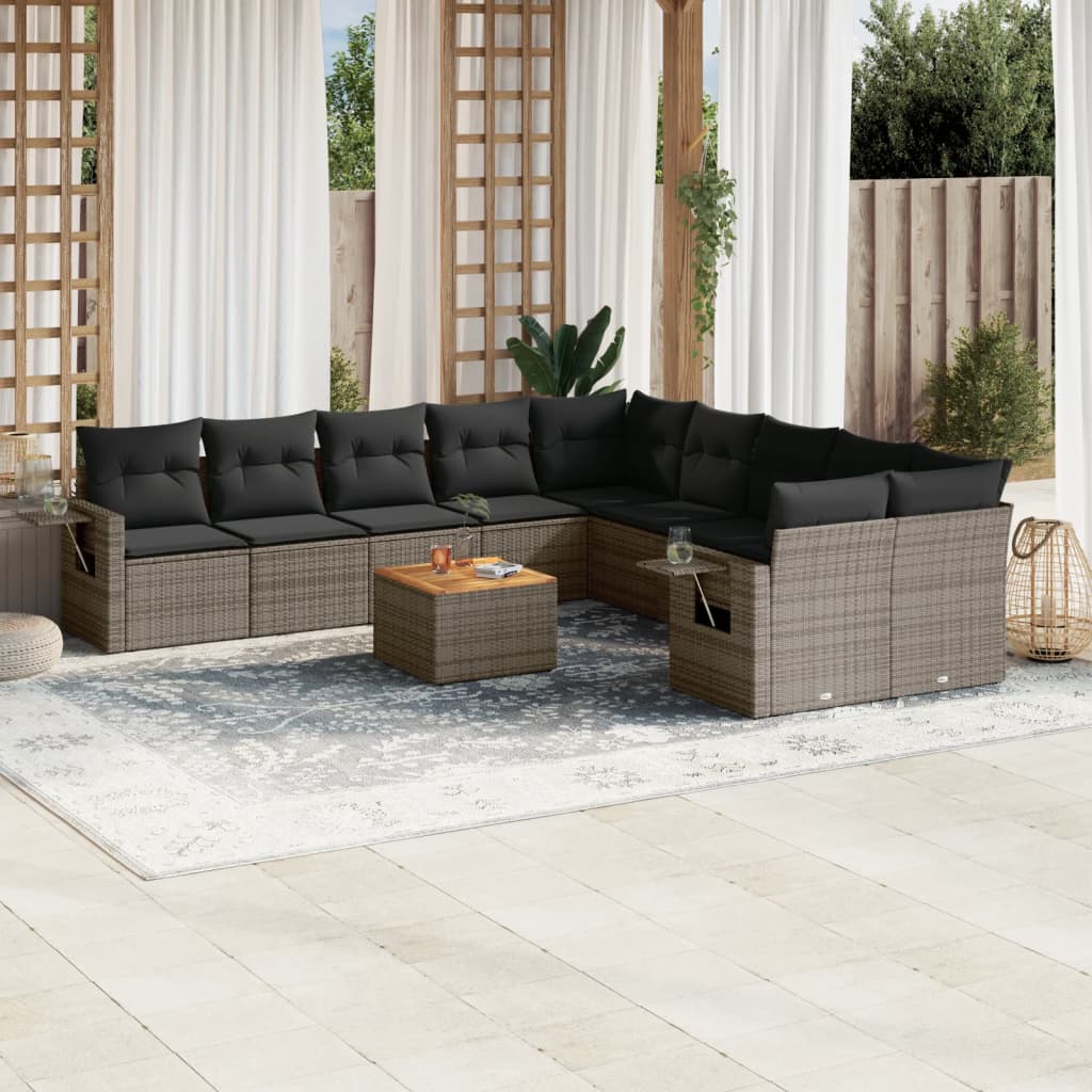 11-Delige Tuinset Met Kussens Poly Rattan