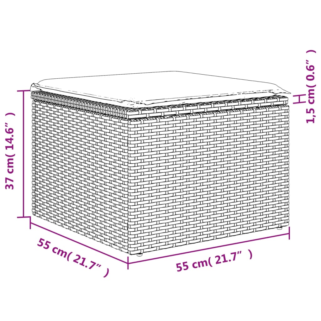 11-Delige Tuinset Met Kussens Poly Rattan