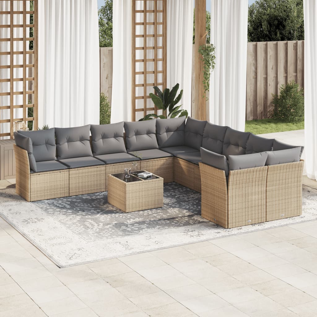 1 Tuinset Met Kussens Poly Rattan