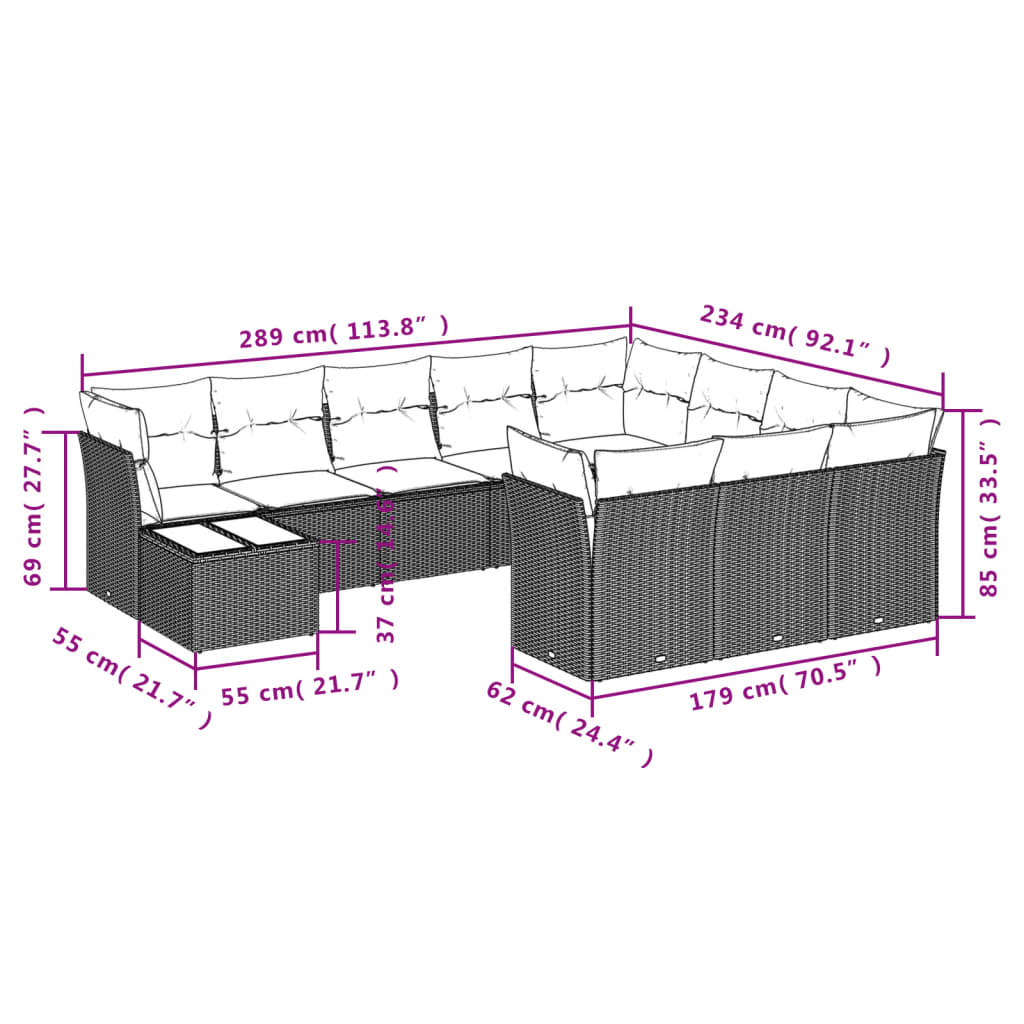 Tuinset Met Kussens Poly Rattan