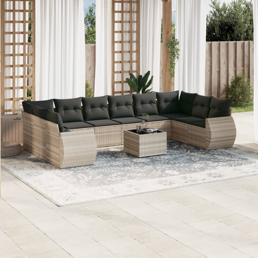 11-Delige Tuinset Met Kussens Poly Rattan
