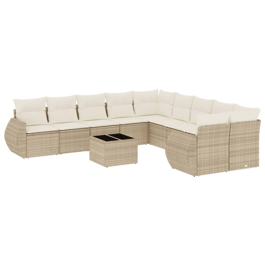 11-Delige Tuinset Met Kussens Poly Rattan