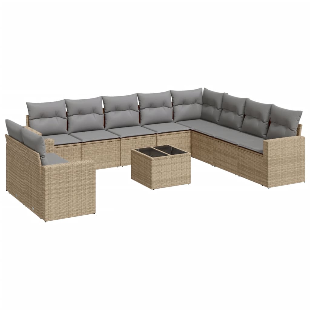 11-Delige Tuinset Met Kussens Poly Rattan