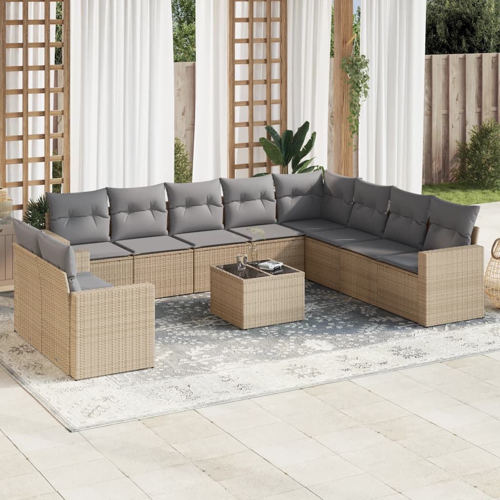 11-Delige Tuinset Met Kussens Poly Rattan
