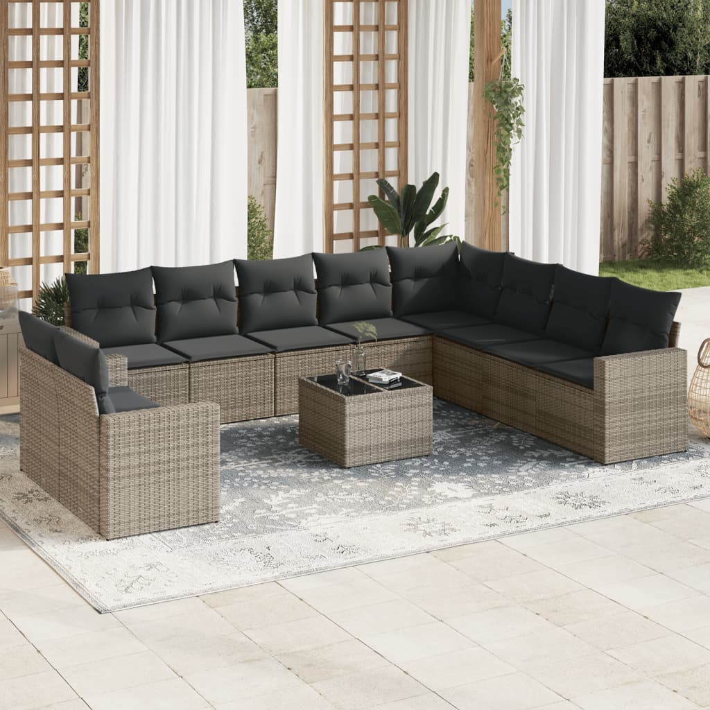 11-Delige Tuinset Met Kussens Poly Rattan