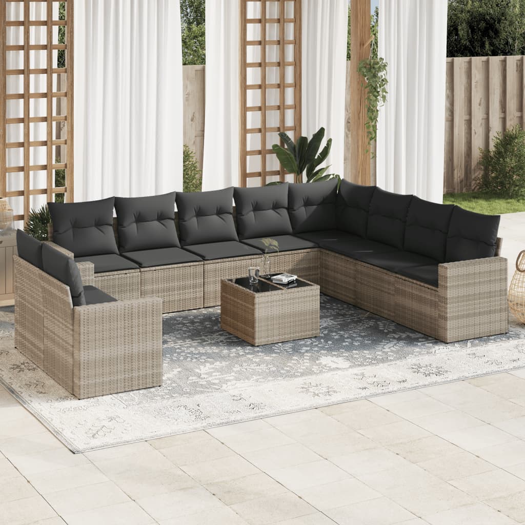 11-Delige Tuinset Met Kussens Poly Rattan