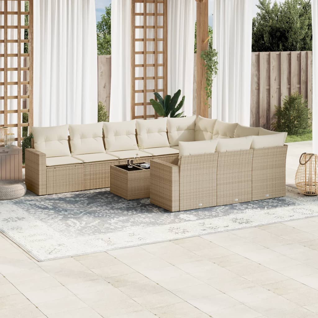 11-Delige Tuinset Met Kussens Poly Rattan