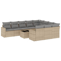11-Delige Tuinset Met Kussens Poly Rattan