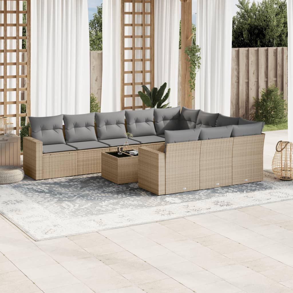 11-Delige Tuinset Met Kussens Poly Rattan