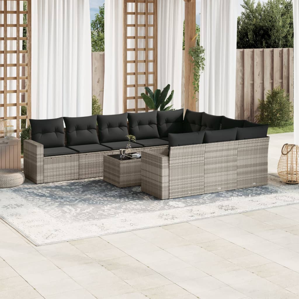 11-Delige Tuinset Met Kussens Poly Rattan