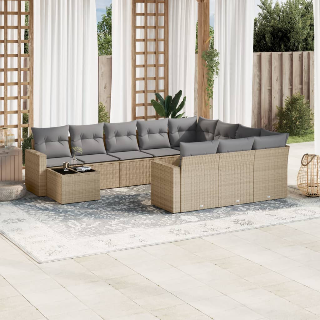 11-Delige Tuinset Met Kussens Poly Rattan