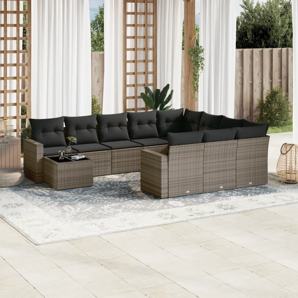 11-Delige Tuinset Met Kussens Poly Rattan