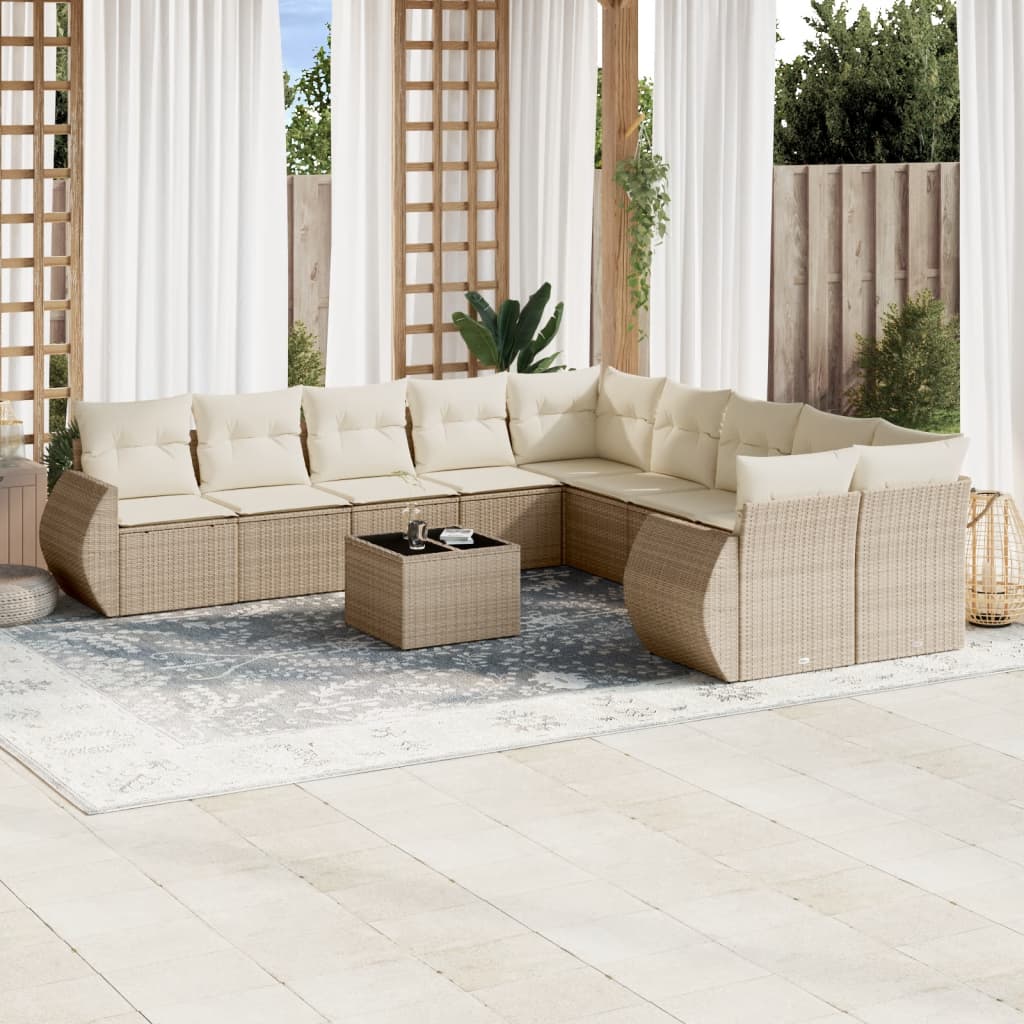 1 Tuinset Met Kussens Poly Rattan