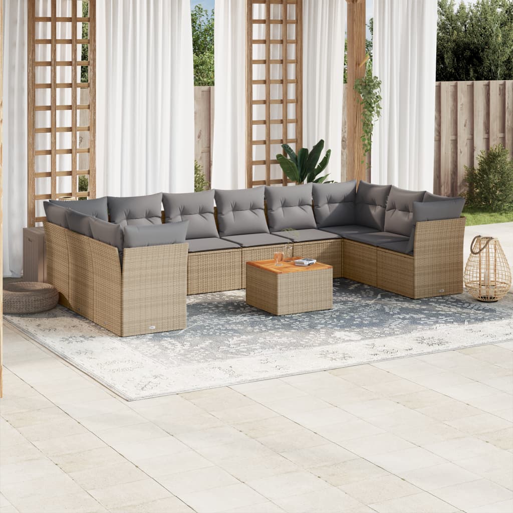 1 Tuinset Met Kussens Poly Rattan