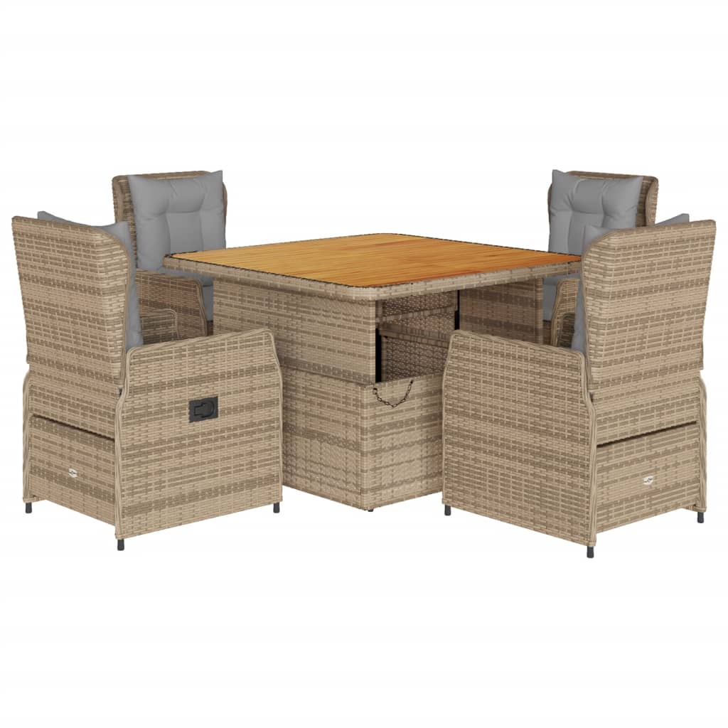 5-Delige Tuinset Met Kussens Poly Rattan