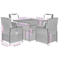 5-Delige Tuinset Met Kussens Poly Rattan