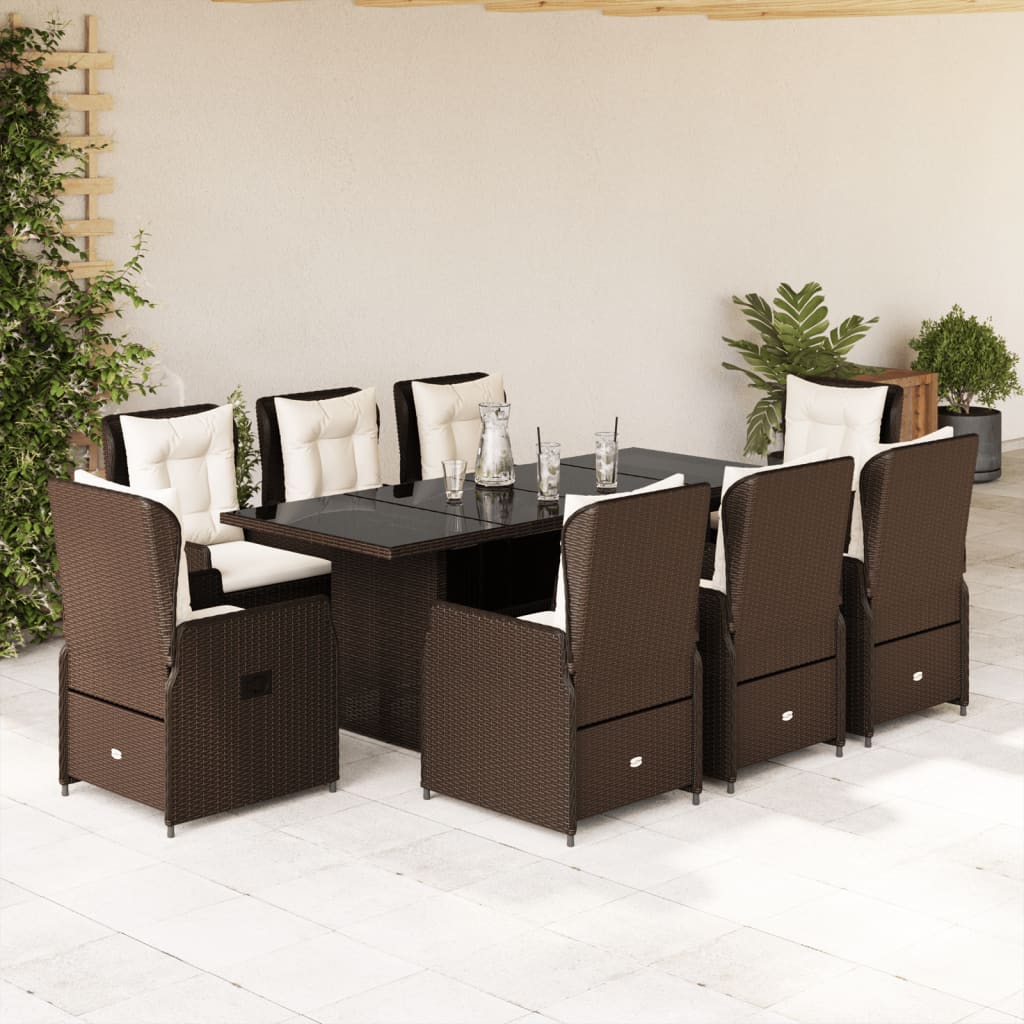 9-Delige Tuinset Met Kussens Poly Rattan
