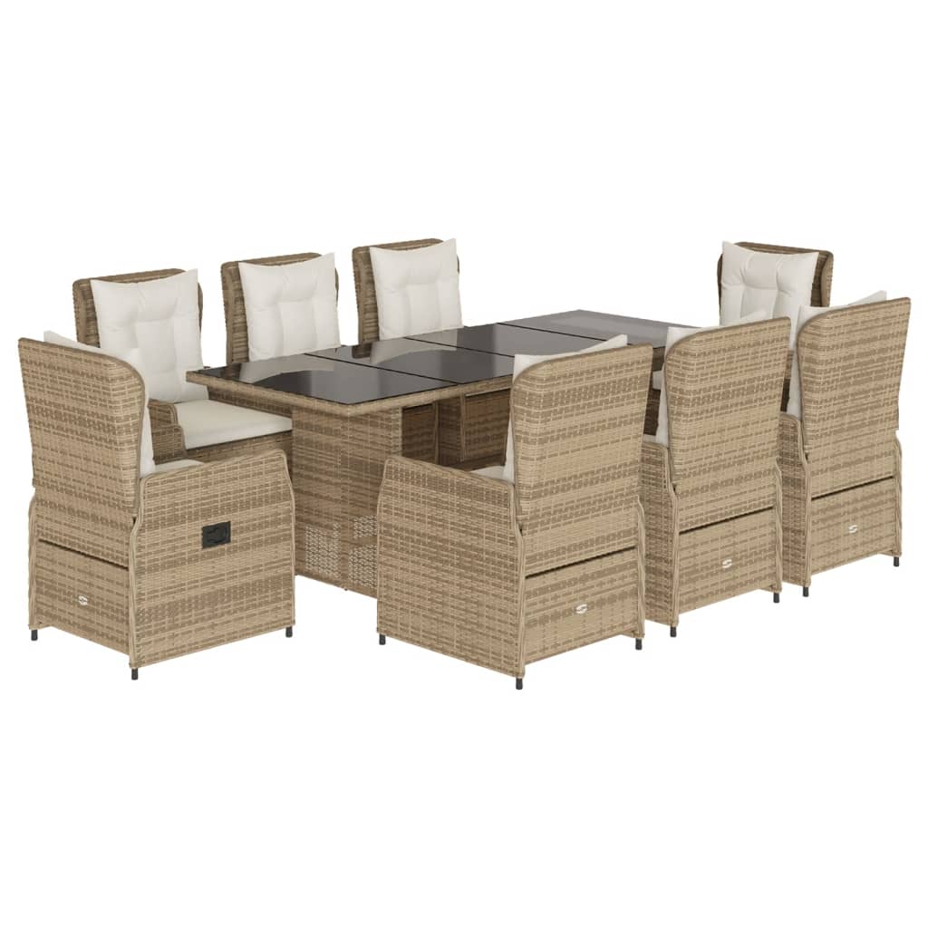 9-Delige Tuinset Met Kussens Poly Rattan
