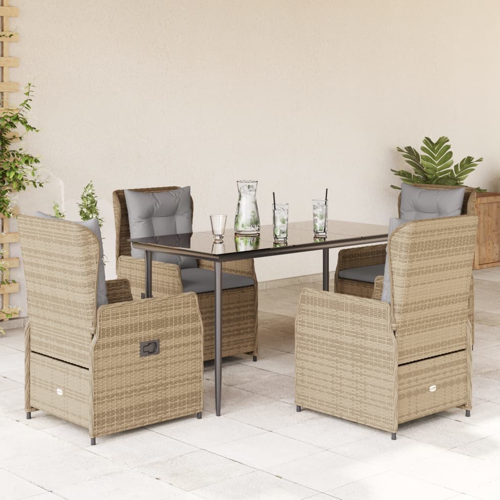 5-Delige Tuinset Met Kussens Poly Rattan