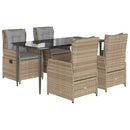 5-Delige Tuinset Met Kussens Poly Rattan