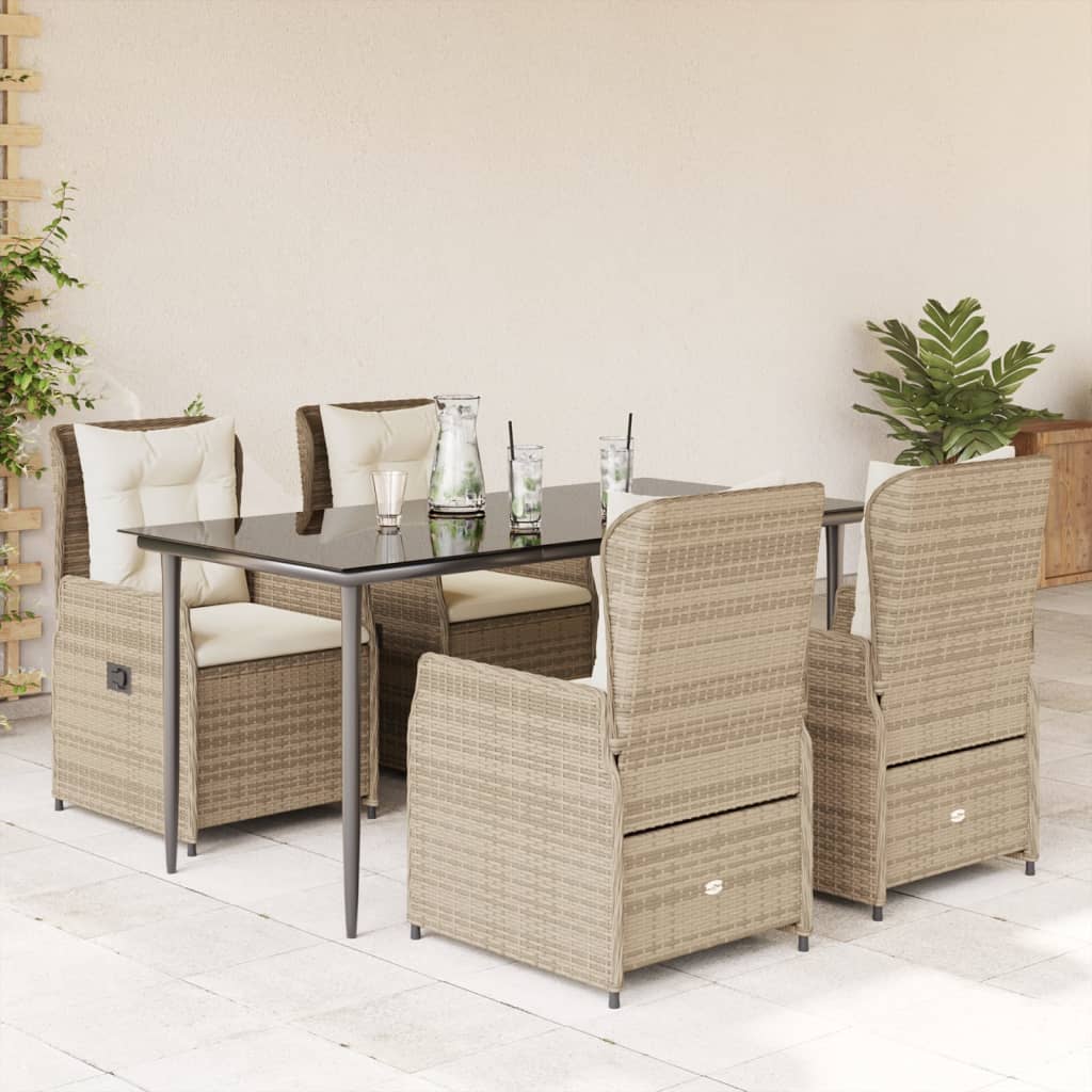 5-Delige Tuinset Met Kussens Poly Rattan