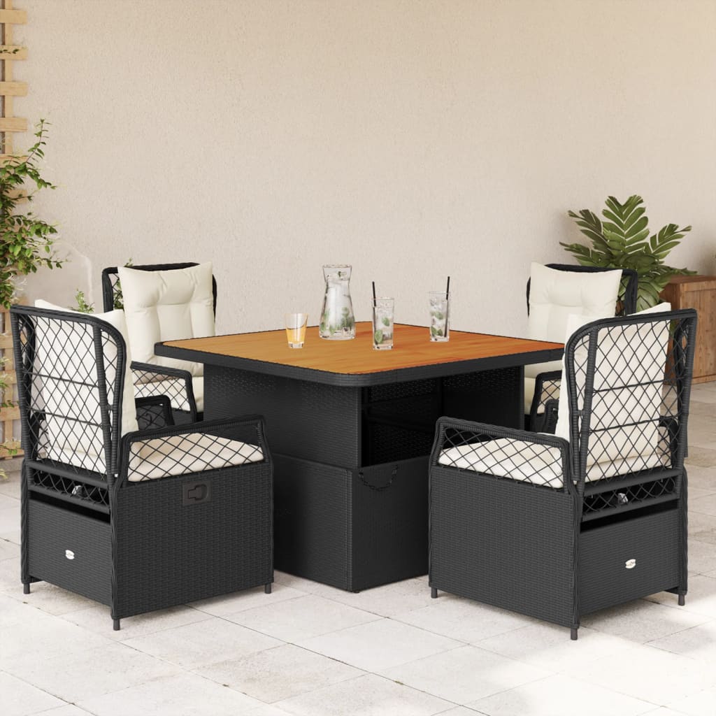 3-Delige Tuinset Met Kussens Poly Rattan