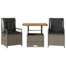 3-Delige Tuinset Met Kussens Poly Rattan