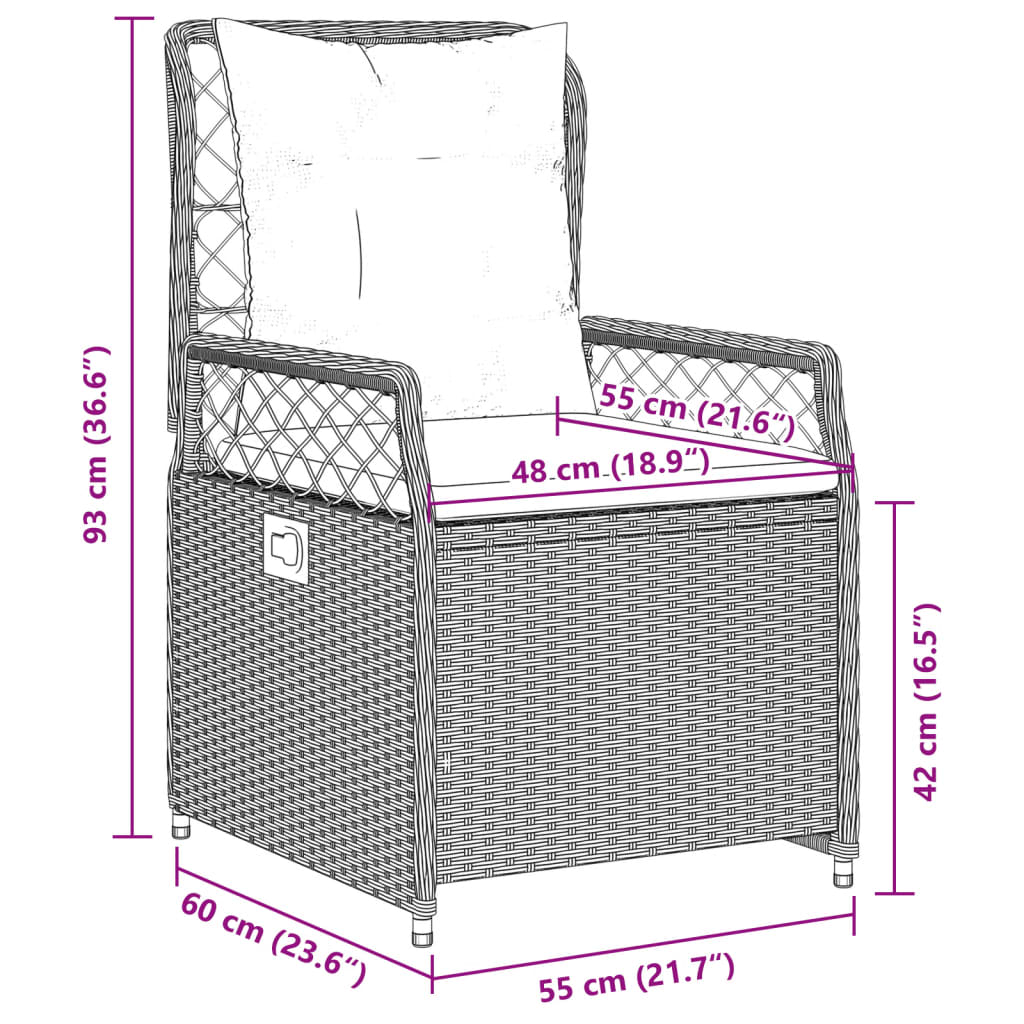 3-Delige Tuinset Met Kussens Poly Rattan