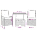 3-Delige Tuinset Met Kussens Poly Rattan