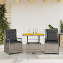 3-Delige Tuinset Met Kussens Poly Rattan