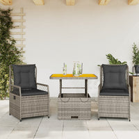 3-Delige Tuinset Met Kussens Poly Rattan
