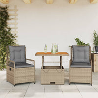 3-Delige Tuinset Met Kussens Poly Rattan