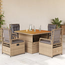 3-Delige Tuinset Met Kussens Poly Rattan