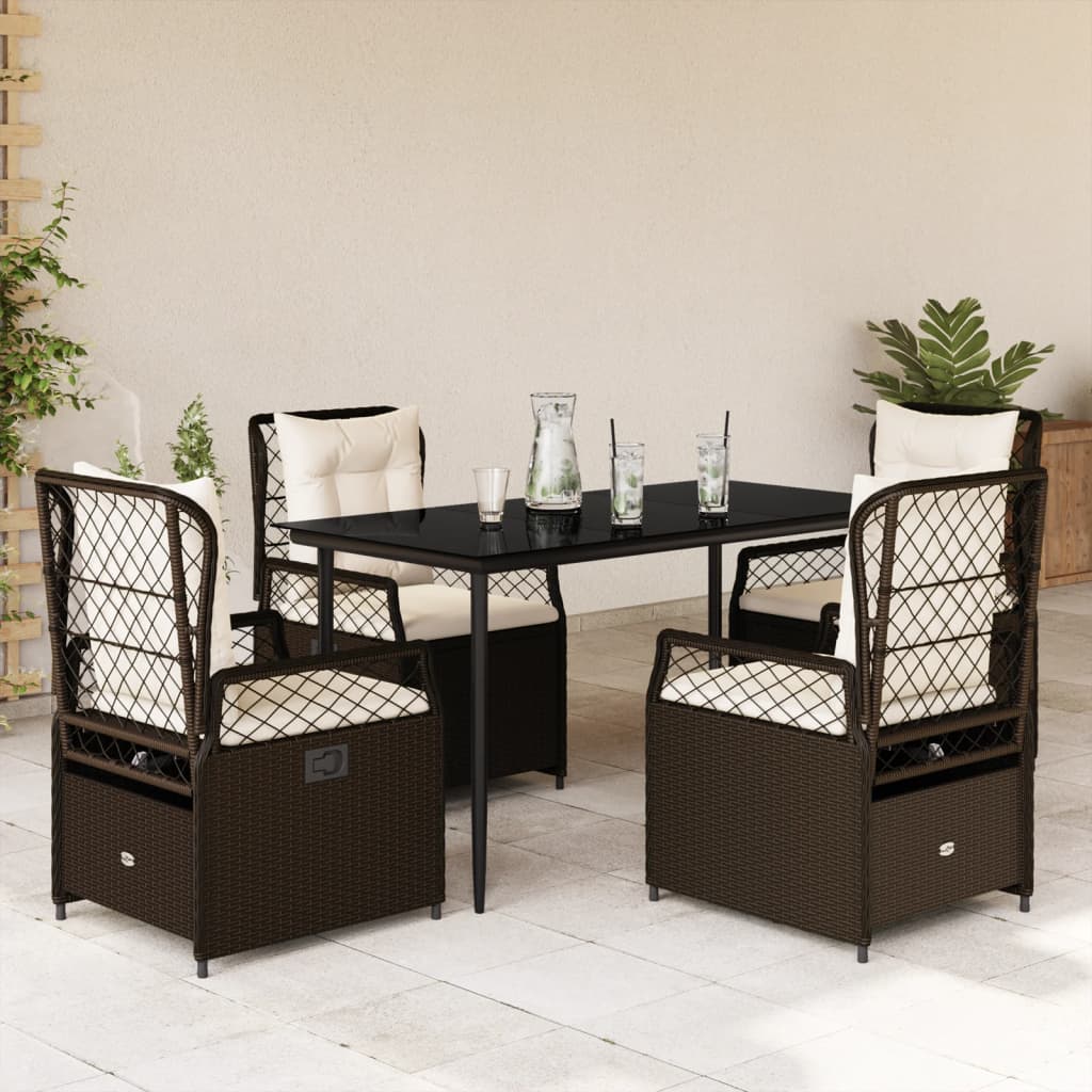 5-Delige Tuinset Met Kussens Poly Rattan