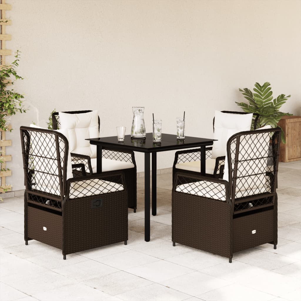 5-Delige Tuinset Met Kussens Poly Rattan