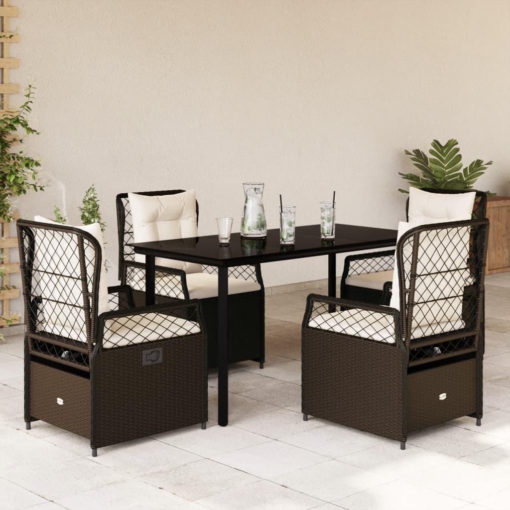 5-Delige Tuinset Met Kussens Poly Rattan