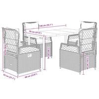 5-Delige Tuinset Met Kussens Poly Rattan