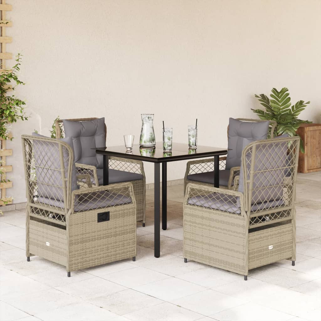 5-Delige Tuinset Met Kussens Poly Rattan