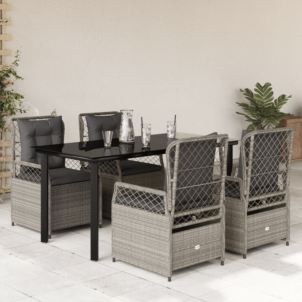 5-Delige Tuinset Met Kussens Poly Rattan