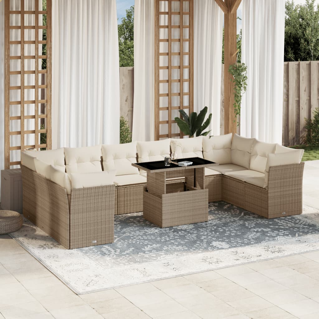1 Tuinset Met Kussens Poly Rattan