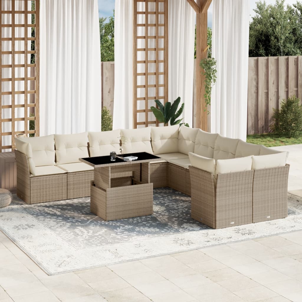 1 Tuinset Met Kussens Poly Rattan