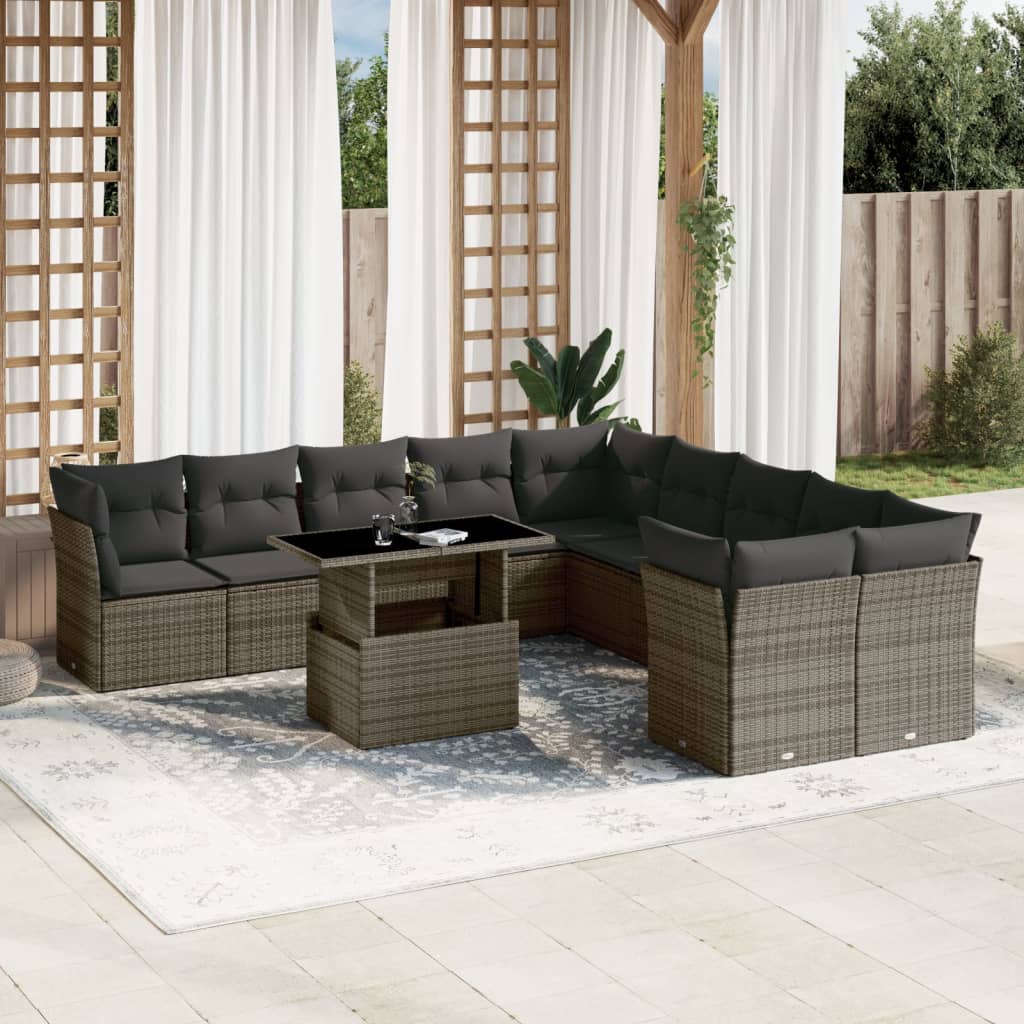 1 Tuinset Met Kussens Poly Rattan
