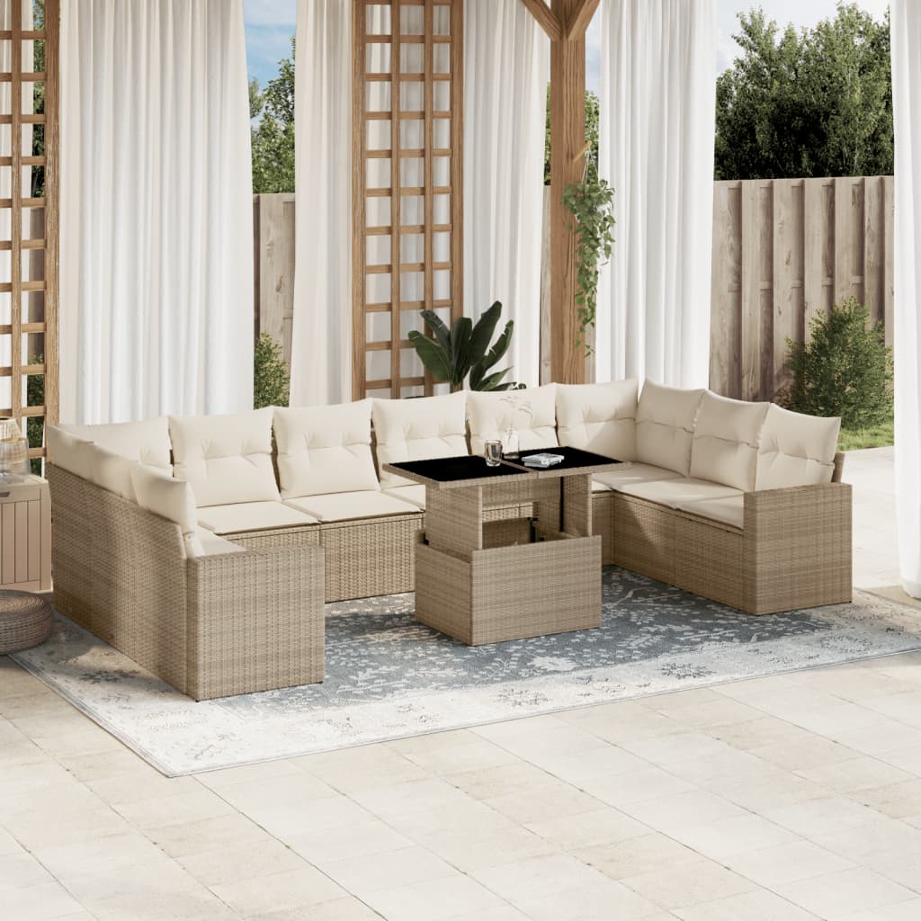 1 Tuinset Met Kussens Poly Rattan